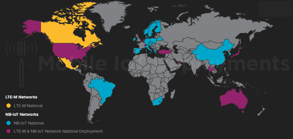 Figure 1: Global mobile network operator IoT protocol deployment as of 2018.